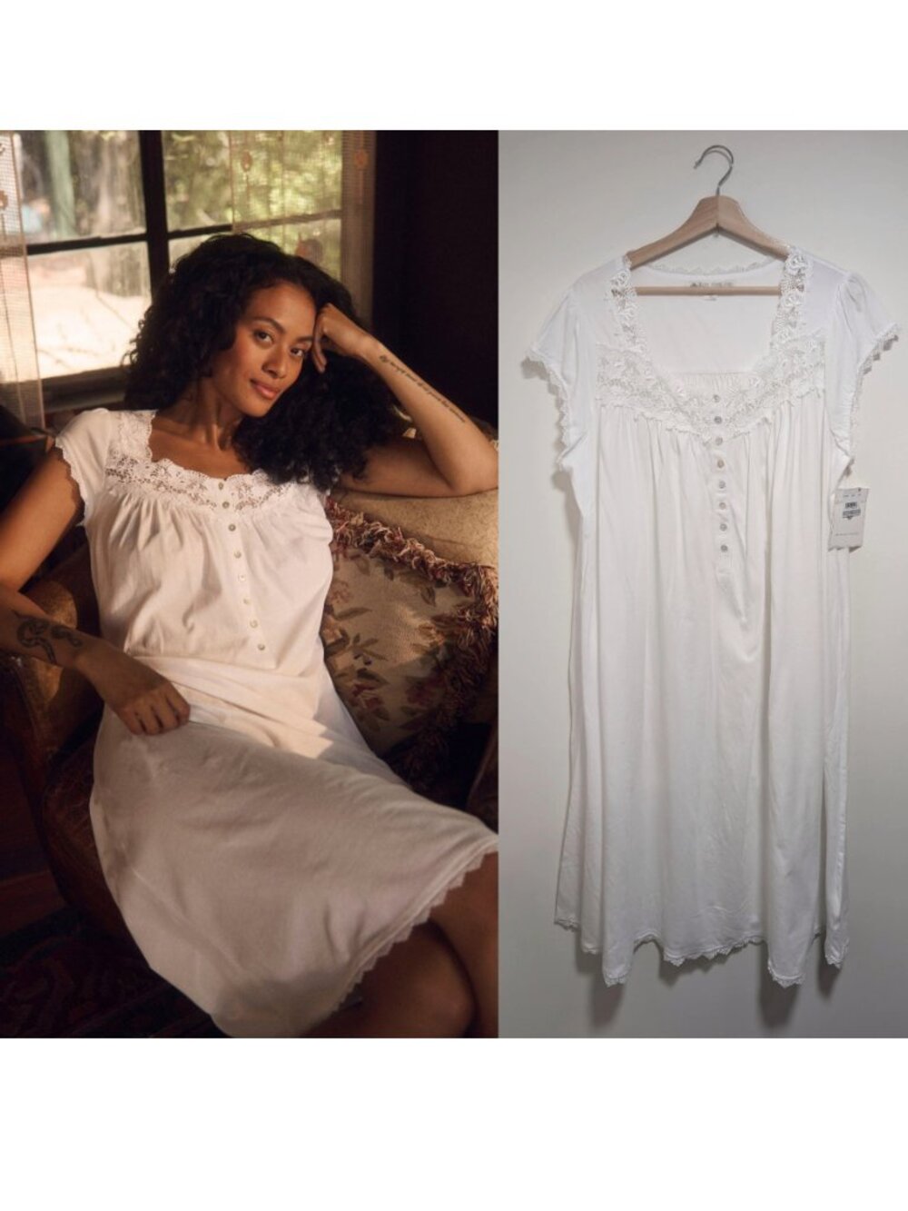 Eileen West | Villa Blanca Waltz Knit Nightgown In Soft White
